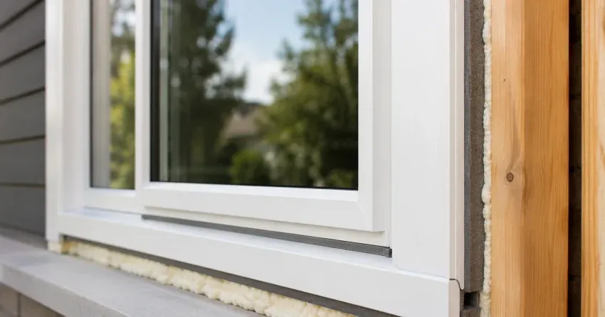 technician installing fiberglass window frame in Mount Brydges home