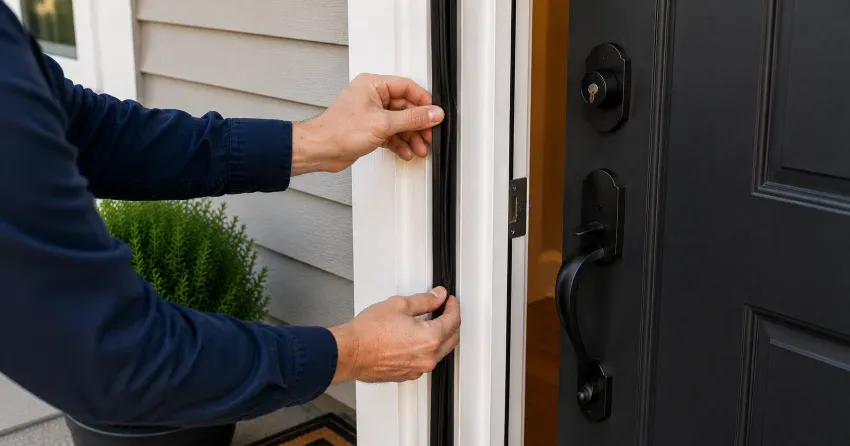 technician performing light test on door seal in Falconbridge, Mount Brydges