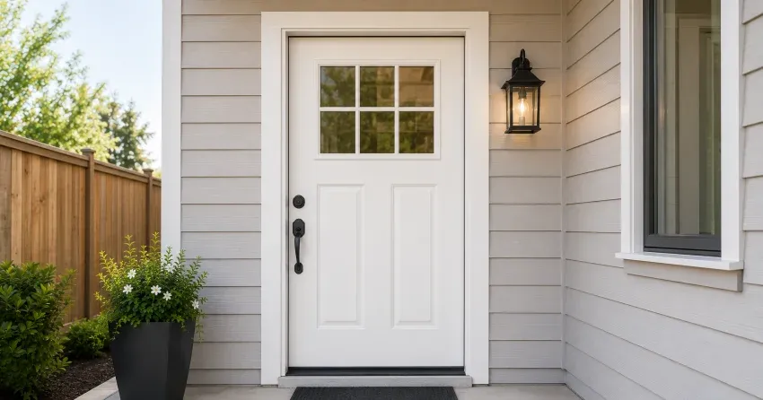 technician installing exterior door frame in Mount Brydges