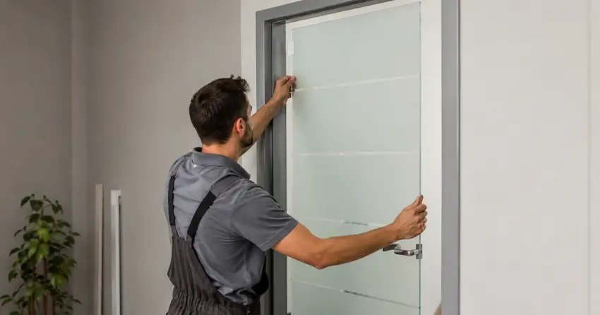 frosted glass interior door panel installation in Cairngorm, Mount Brydges