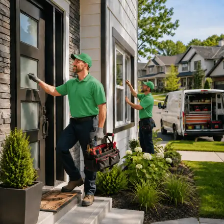 Door and window technicians at work on properties throughout the coverage area